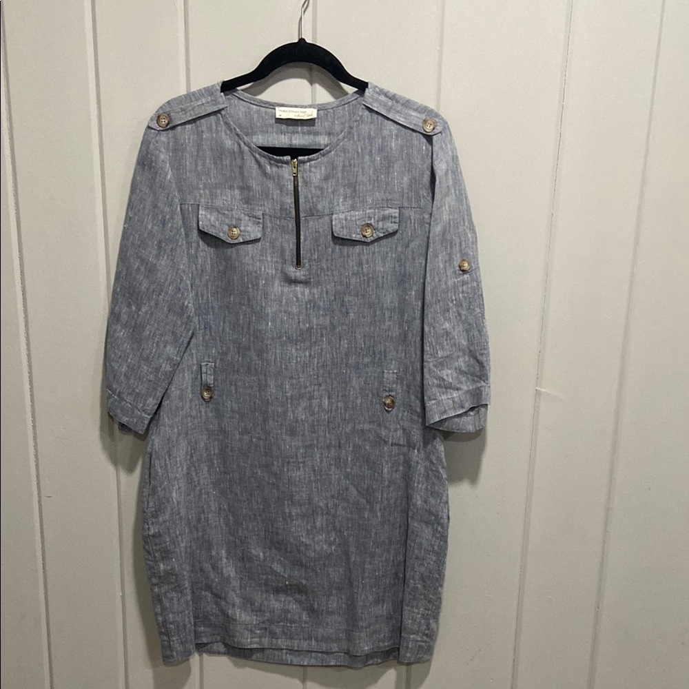 Modu Blue linen Midi Dress